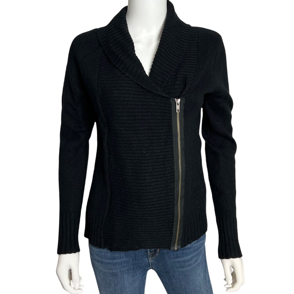 Helmut Lang Black Asymmetric Zip Sweater